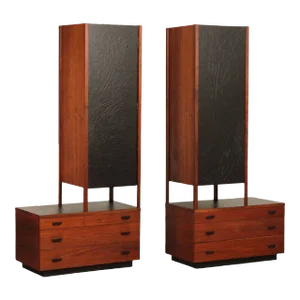 1960s Mid-Century Modern Walnut Cabinet Top Chests - A Pair