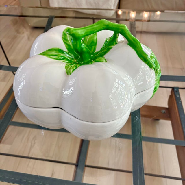 Vintage Mancer Meiselman Imports Italian Pumpkin Tureen and Vine Ladle 2 Pieces For Sale - Image 11 of 12