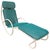 A wonderful outdoor chaise lounge with white, tubular steel frame and a sea blue/green seat. Great scale and modernist...