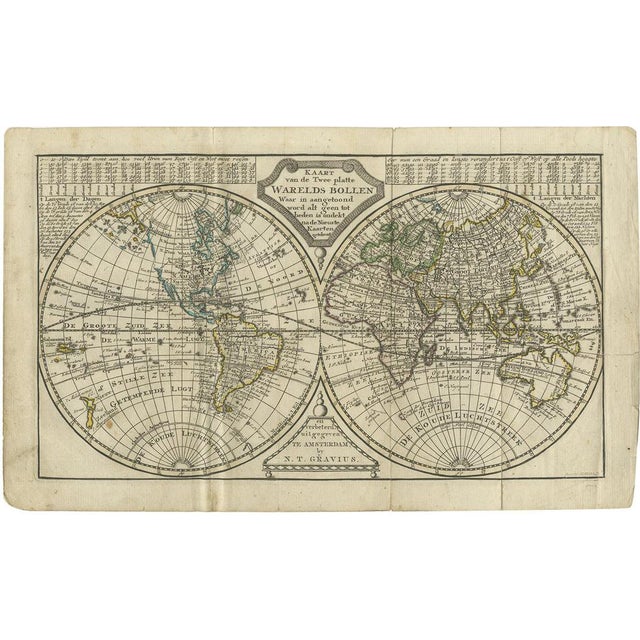 Antique Map of the World in Two Hemispheres by Keizer & De Lat, 1788 For Sale