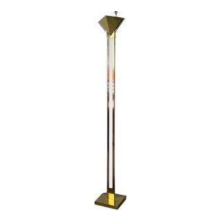 1980s Postmodern George Kovacs Brass & Glass Geometric Floor Lamp For Sale