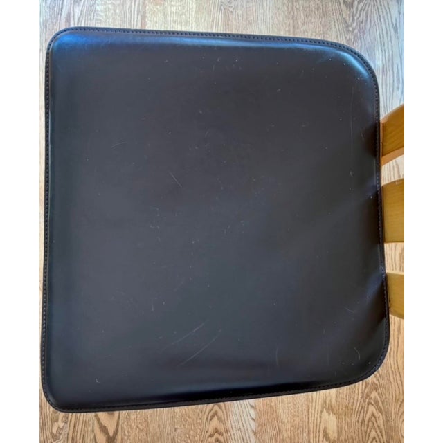 Brown Vintage Mid 80s Italian Wood and Leather Dining Chairs - A Set of 4 For Sale - Image 8 of 10