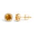 Contemporary 10K Yellow Gold Orange Citrine and 1/6 Cttw Diamond Halo Stud Earrings ,A Pair For Sale - Image 3 of 5