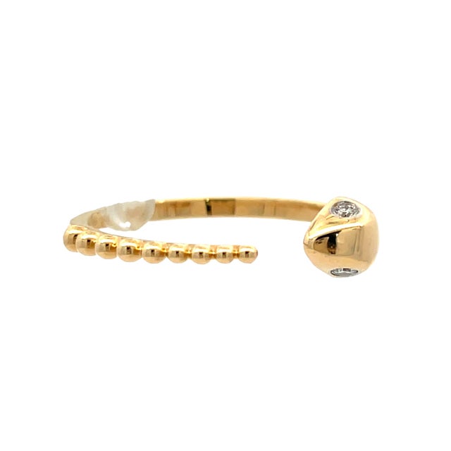 Early 21st Century 18k Yellow Gold Serpent Cuff Diamond Ring, Size 6.25 For Sale - Image 5 of 6