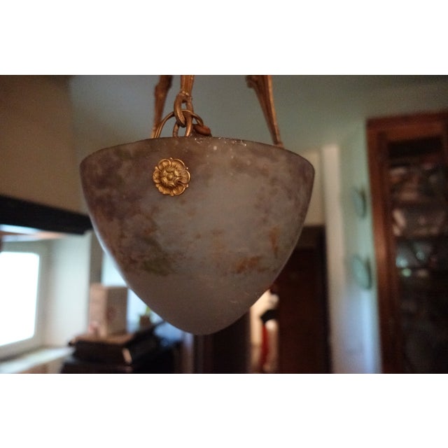 Antique Bronze and Pâte De Verre Chandelier, 1900s For Sale - Image 3 of 8
