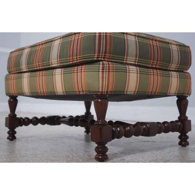 Southwood Plaid Upholstered Country Wing Chair & Ottoman For Sale - Image 17 of 18