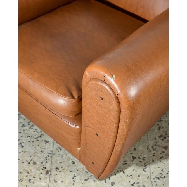 Brown Leather Armchair, Italy, 1970 For Sale - Image 6 of 9
