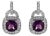 .925 Sterling Silver 8MM Natural Cushion Shaped Amethyst and Diamond Accent Halo with Push Back Dangle Earrings (I-J Color, I2-I3 Clarity) For Sale