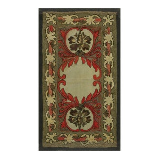 1930s Rare Antique Artistic Art Nouveau Design American Hooked Folk Art Rug For Sale