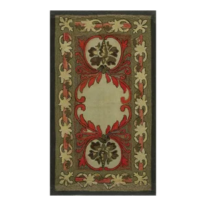 Beautifully Composed Art Nouveau Design Small Antique American Hooked Throw Rug