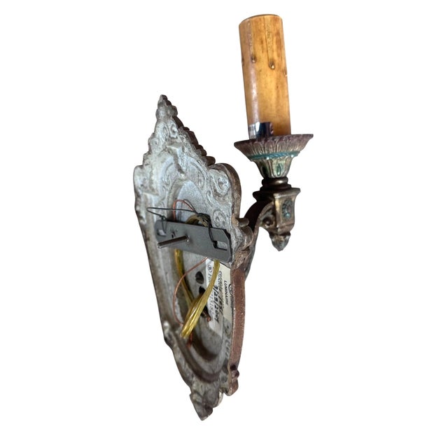 American 1920s Leaves SBD Berries Cast Sconces in Original Old Paints - a Pair For Sale - Image 3 of 7