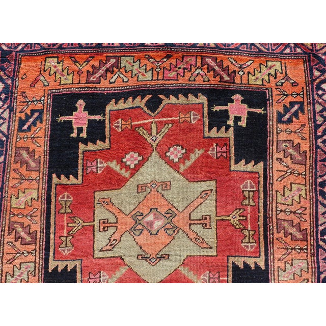 Long Hand-Knotted Antique Persian Azerbaijan Runner in Wool With Medallions 3'10 X 11'2 For Sale - Image 10 of 12