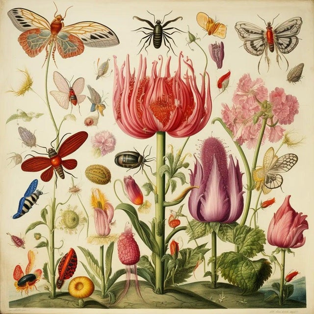 English Insects and Flowers – Natural History Fine Art Print For Sale - Image 3 of 3