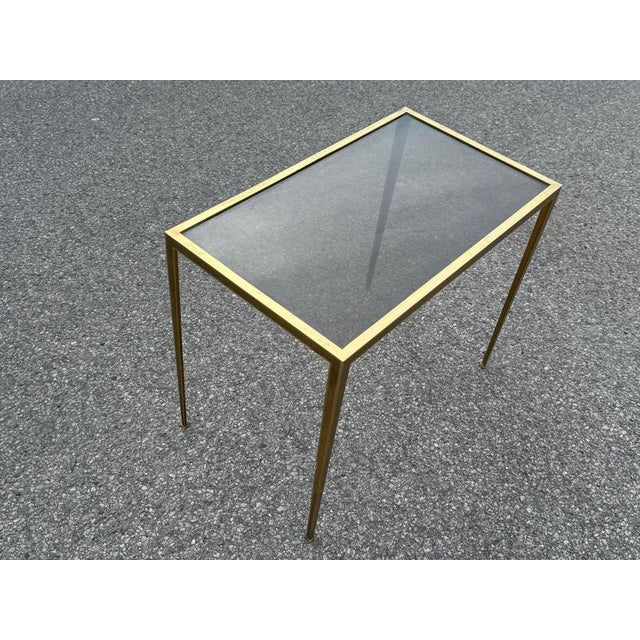 Side Table in Brass with Toned Glass, 1960s For Sale - Image 4 of 6