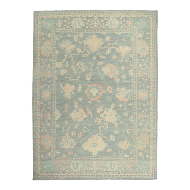 Vintage Pastel Modern Oushak Rug - 10'00 X 13'08 For Sale
