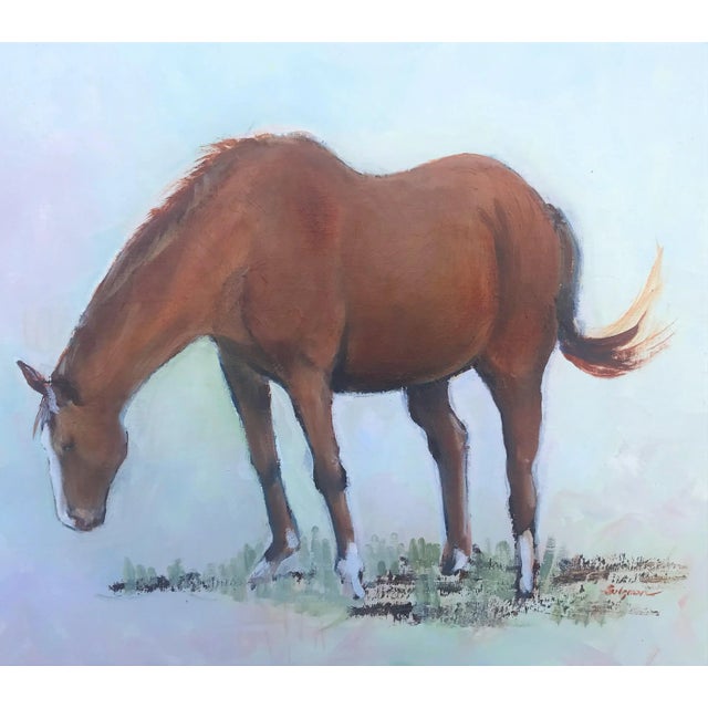 Framed "Grazing Horse" Acrylic on Canvas Original Painting For Sale - Image 4 of 10