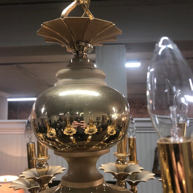 Mid 20th Century Designer Contemporary Brass Chandelier 16 Lite For Sale - Image 4 of 8