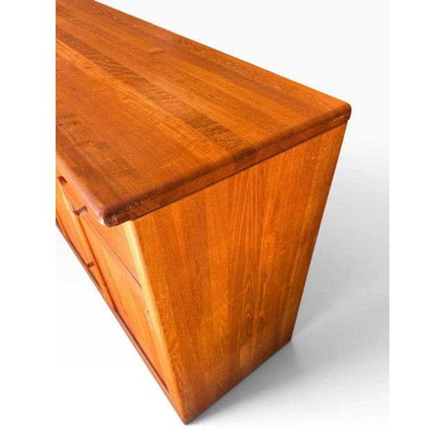 Mid-Century Danish Solid Teak Sideboard Credenza Attributed to Nissen & Gehl For Sale - Image 13 of 17
