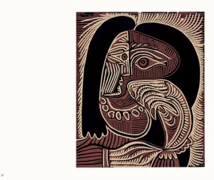 1962 Pablo Picasso Linocut Engraving "Female Head With Necklace"