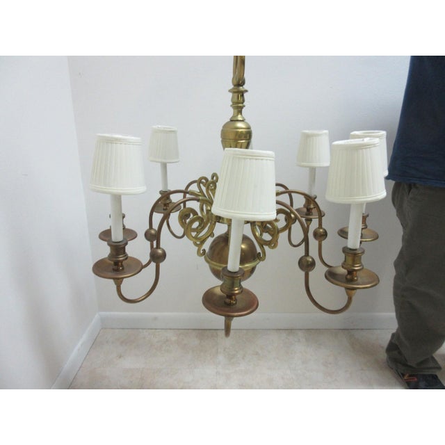 1950s Vintage Brass Quality Williamsburg Federal Hanging Chandelier For Sale - Image 5 of 11