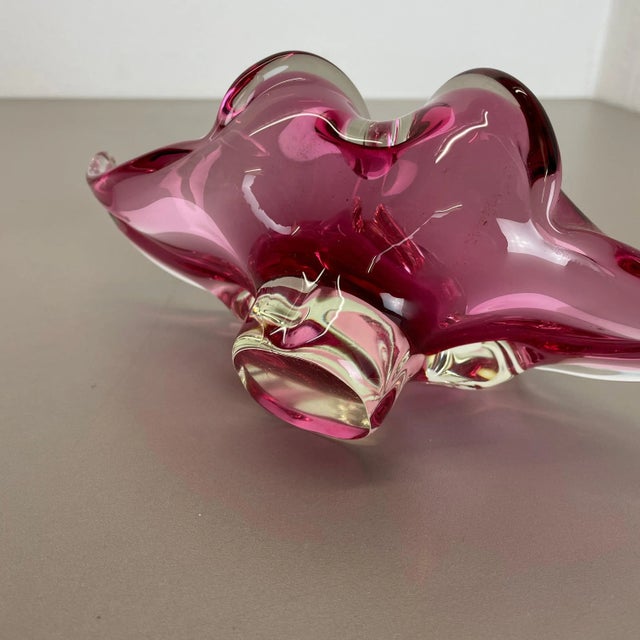 Large Murano Glass Pink Floral Bowl, Italy, 1970s For Sale - Image 14 of 17