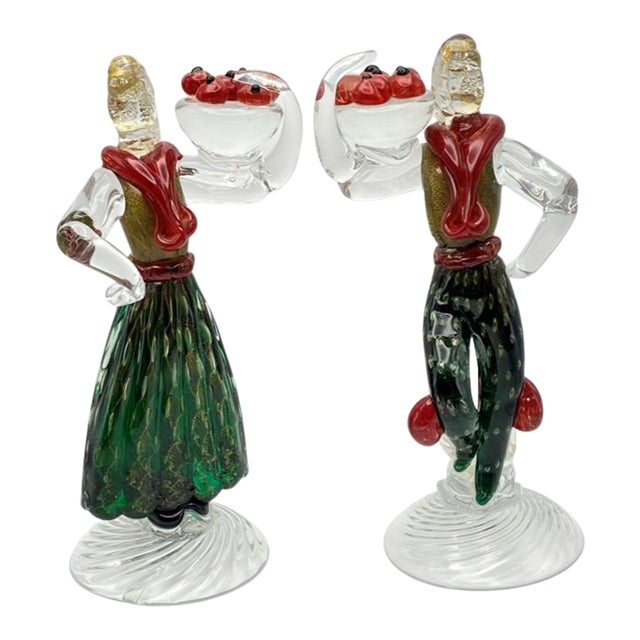 Murano Seguso Vetri D’Arte Male Female Peasant Couple Italian Art Glass 1960s (Pls Read-Repair) For Sale