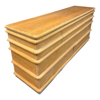 1990s Jay Spectre for Century Furniture Postmodern Waterfall Dresser, Bleached Oak For Sale