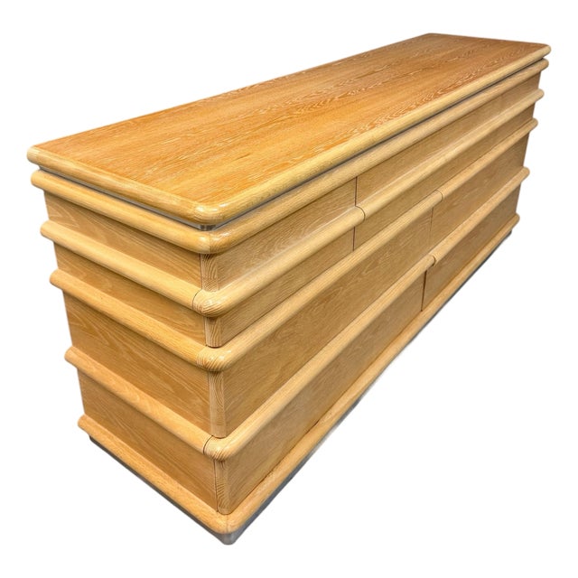 1990s Jay Spectre for Century Furniture Postmodern Waterfall Dresser, Bleached Oak For Sale