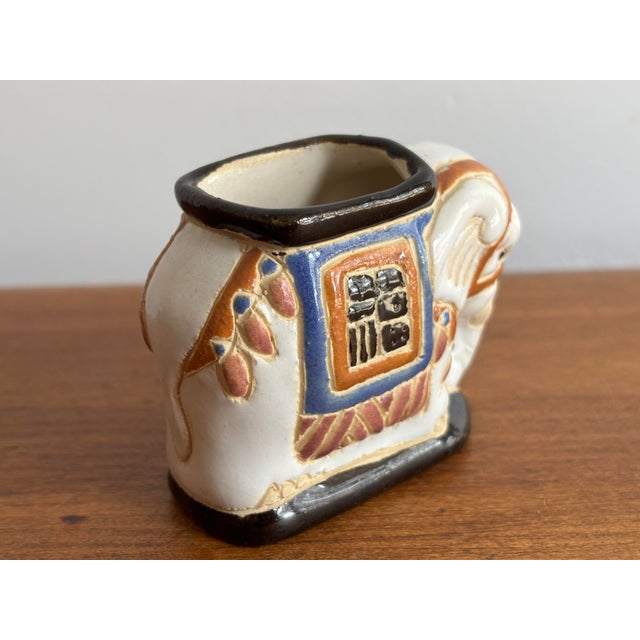 1980s 1980s Tiny Elephant Garden Stool Shaped Vessel For Sale - Image 5 of 10