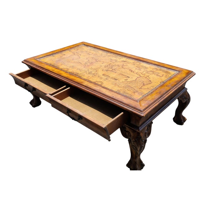 Wood 1970s Stunning Classic World Map Coffee Table That Blends Timeless Elegance With Global Adventure. For Sale - Image 7 of 11