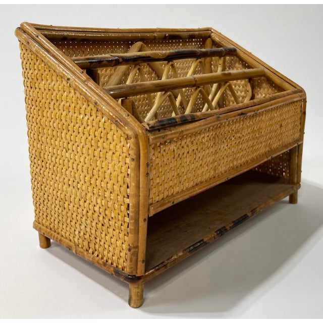 Scorched Bamboo and Cane Desk Organizer For Sale - Image 4 of 5