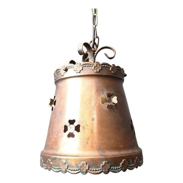 Brutalist Copper Pendant Light, 1970s For Sale