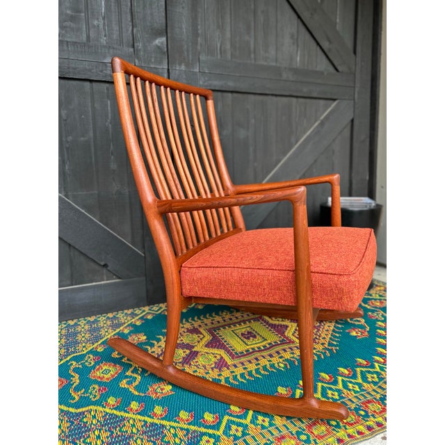 Wood 1960s Attributed to Hans Wegner Teak Rocking Chair… Completely Refurbished! For Sale - Image 7 of 9