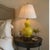Chinese Monochrome Chartreuse Porcelain Double Gord Lamp With Wooden Base For Sale - Image 9 of 12