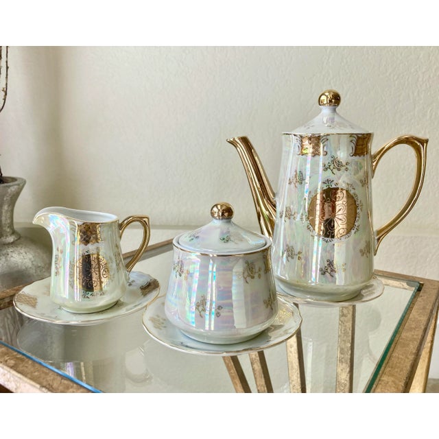Circa 1950 Japanese Lusterware Porcelain Tea Service Set - 6 Pieces For Sale - Image 12 of 13