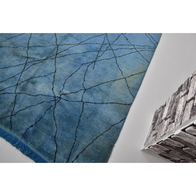 1960s Vintage Blue Vintage Hemp Runner Rug For Sale - Image 5 of 10