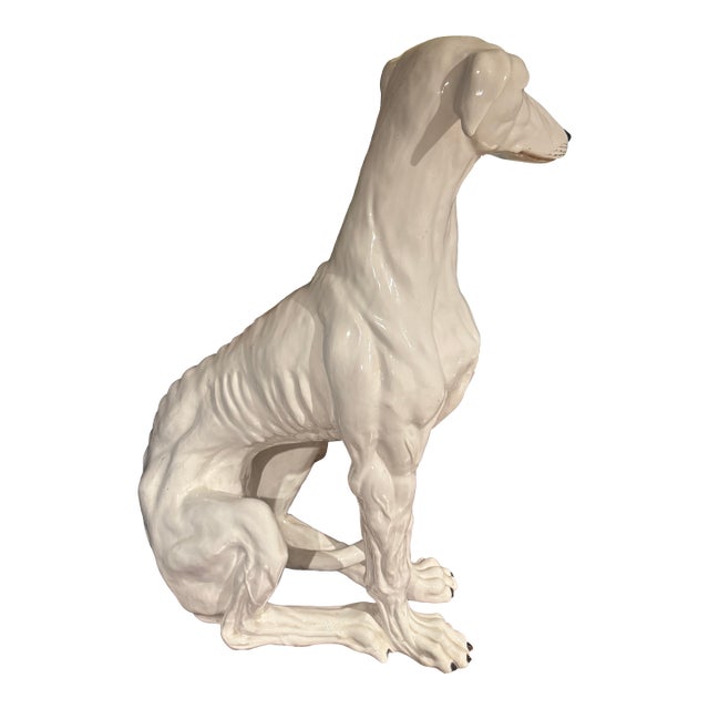 Italian Life-Size, Ceramic Sculpture of Greyhound For Sale