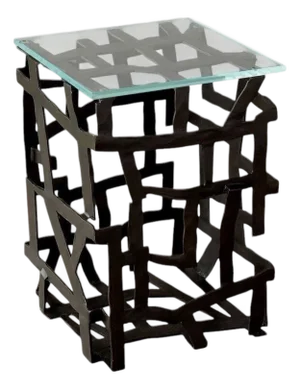 Global Views Fragments Blackened Iron Glass End Table