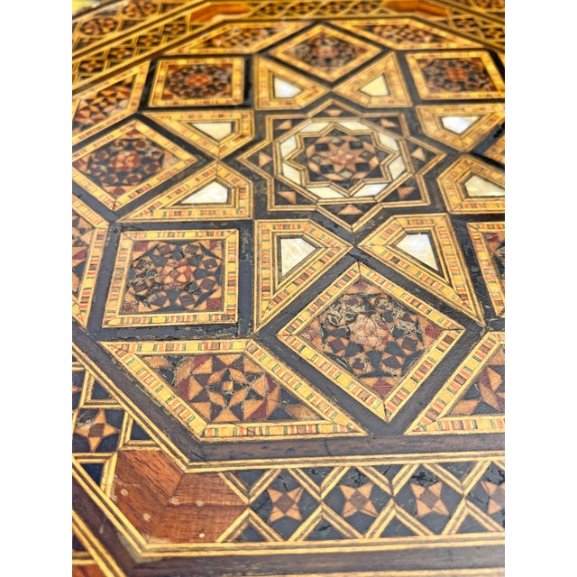 Vintage Moroccan Indian Style Inlay Accent Side or End Table For Sale - Image 4 of 9
