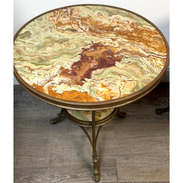 Neoclassical Pair French Neoclassical Bronze & Book-Matched Onyx Gueridons For Sale - Image 3 of 15