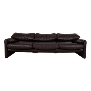 Maralunga Three-Seater Sofa in Leather from Cassina For Sale