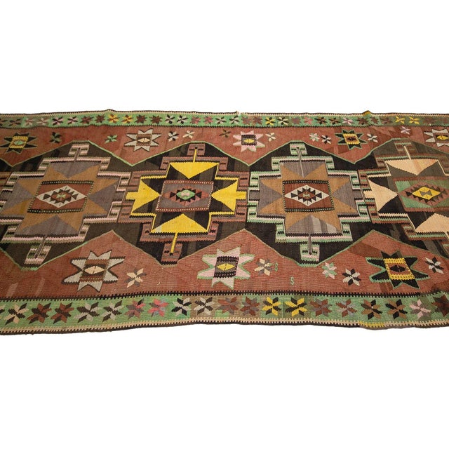 Vintage One of a Kind Turkish Kilim Rug For Sale - Image 4 of 7