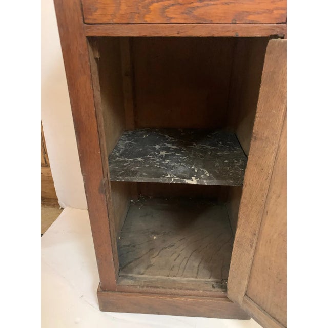 Brown Antique Oak and Marble Cabinet Stand For Sale - Image 8 of 13