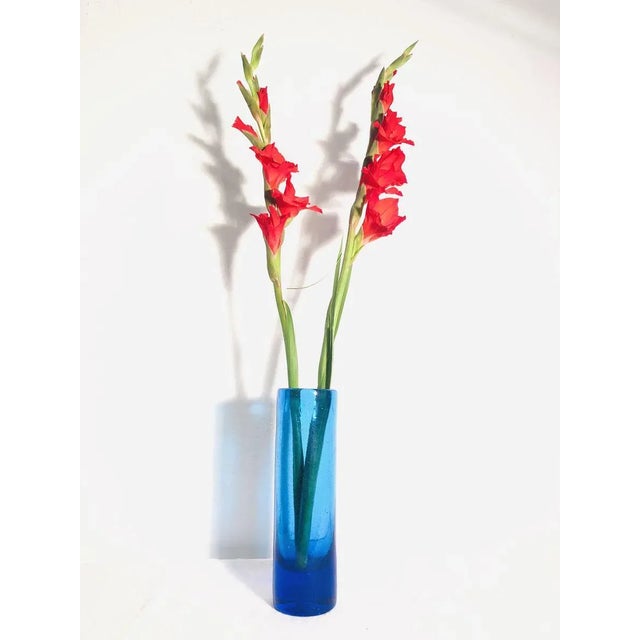 Vintage Scandinavian Glass Cylinder Vase, 1970s For Sale - Image 4 of 11