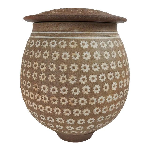 1987 v Chin Vorakit Chinookoswong Stoneware Studio Pottery Jar With Lid For Sale