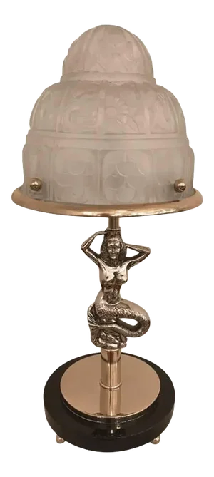 French Art Deco Mermaid Table Lamp by Genet Et Michon