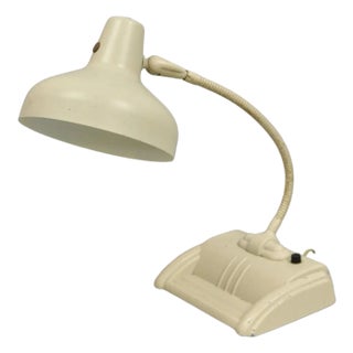 Vintage Acme Lite Beige Mid Century Modern Retro Adjustable Gooseneck Desk Lamp For Sale