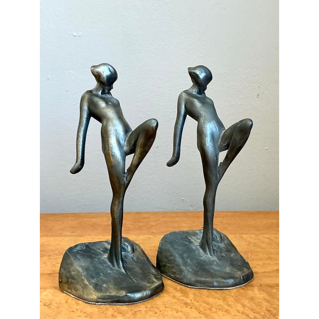 Silver Vintage Deco Dancing Nymph Bookends - Set of 2 For Sale - Image 8 of 12