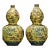 Large Vintage Famille Rose Yellow Ground Double-Gourd Vase With Eight Treasures For Sale
