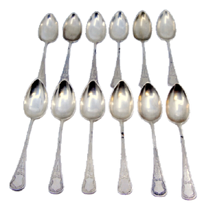 Tablespoons in Guilloche Silver, Set of 12